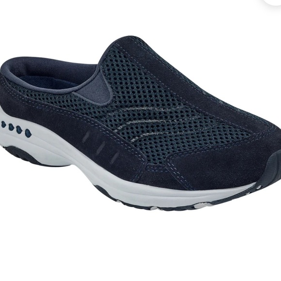 Easy Spirit Traveltime Classic Clogs Navy and White NEW - Picture 1 of 6